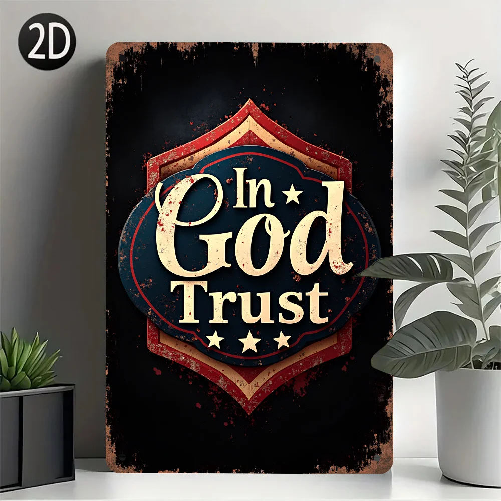 A Metal Sign Featuring The Phrase 'God Trust' (Iron Long Hunting Sign), Vintage Tin Art, Suitable for Decorating Homes, Cafes, B