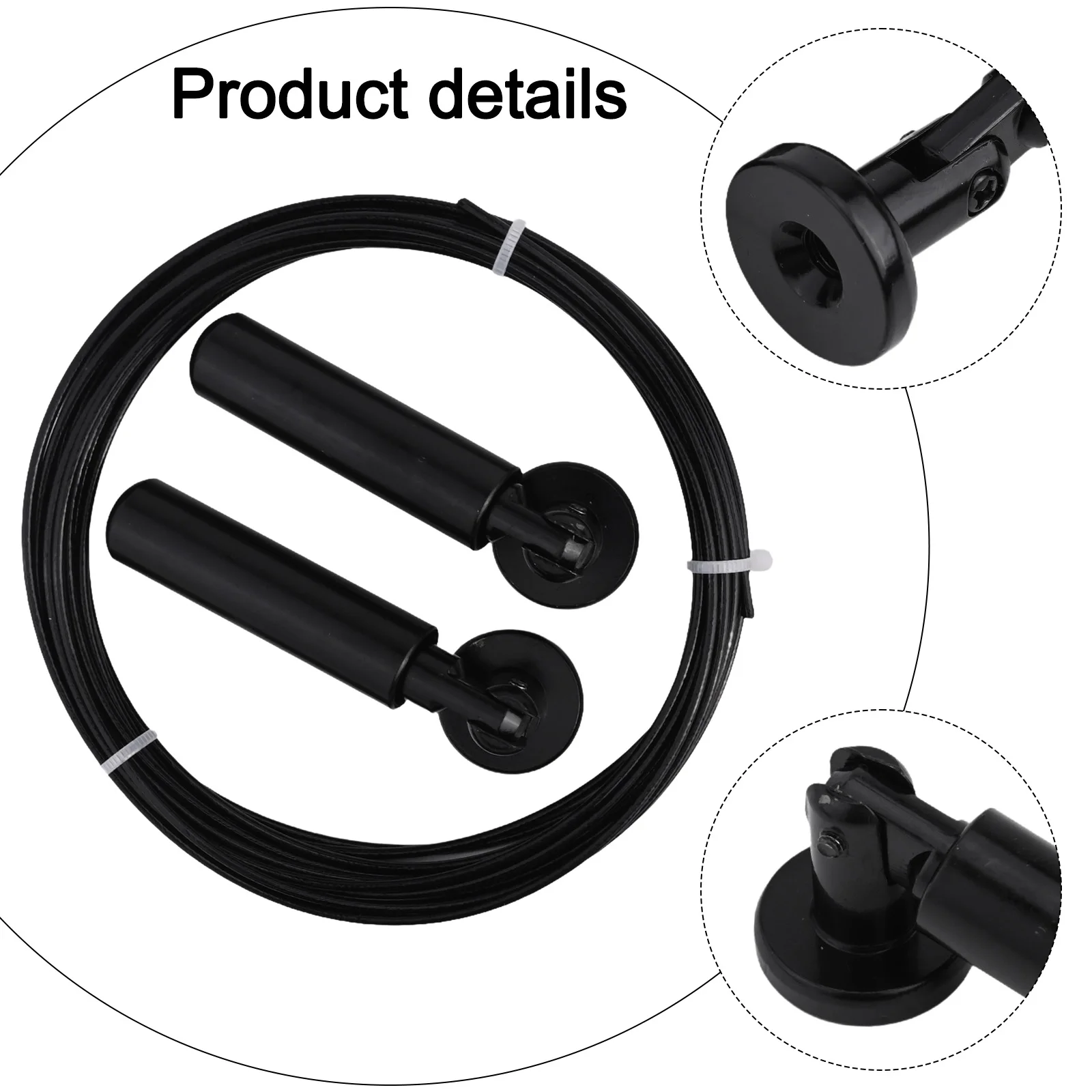 Sleek & Modern Wall Mounted Adjustable Curtain Drape Hook System Sturdy Black Finish Great For Various Applications