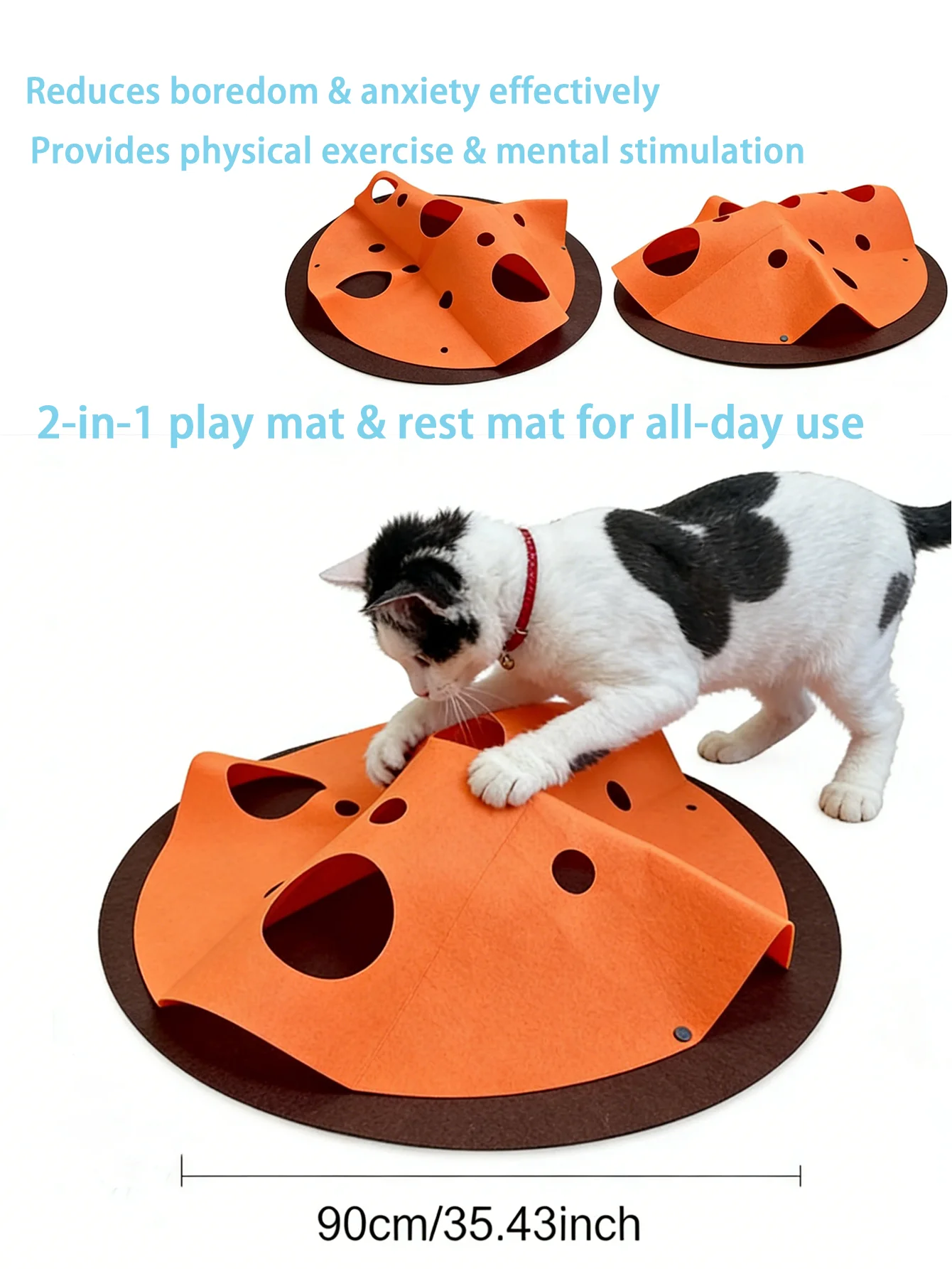 

2-in-1 Rug Anti-Slip Soft Pet Bed Multi-hole Foldable Portable Cat Tunnel Maze Game Mat Interactive Play Rug for Indoor Kittens