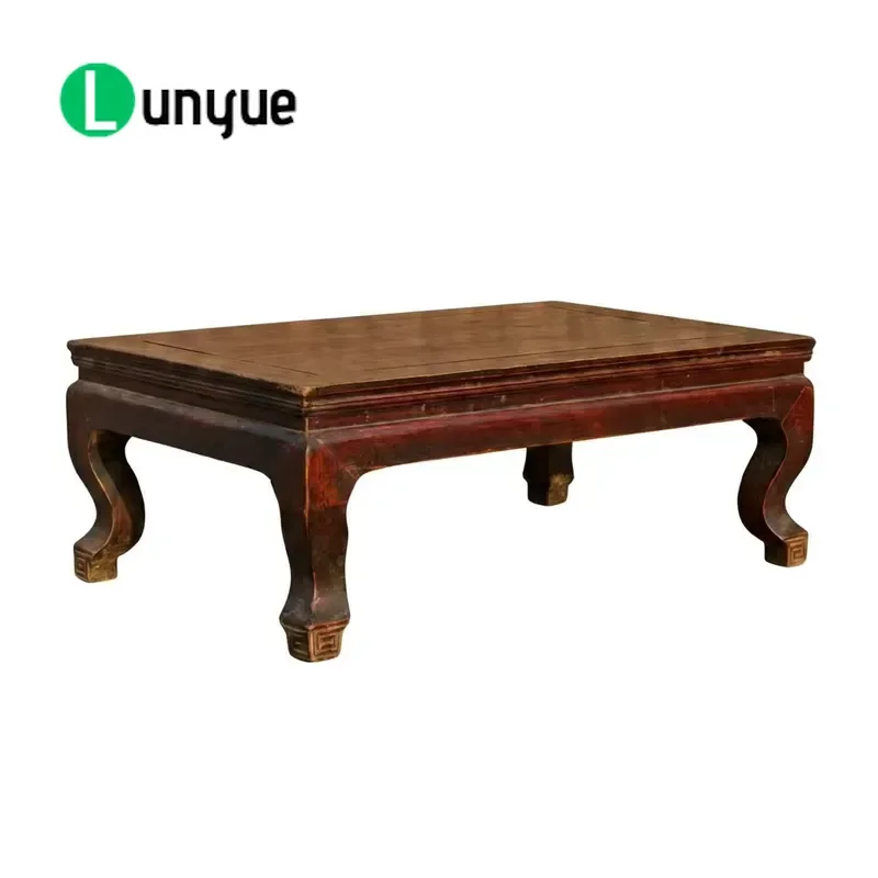 Solid Elm Coffee Table Antique Traditional Low Side Table for Living Room Bedroom Home Office Sturdy Natural Wood Furniture