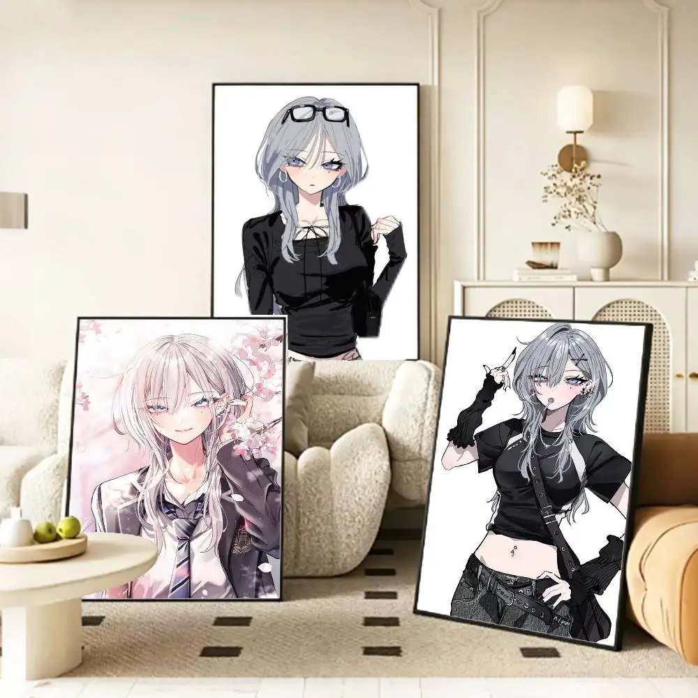 H-Haimiya Mio Scary Cute Senpai   Poster HD Self Adhesive Waterproof Wall Art Ideal for Home Office Dorm Gift