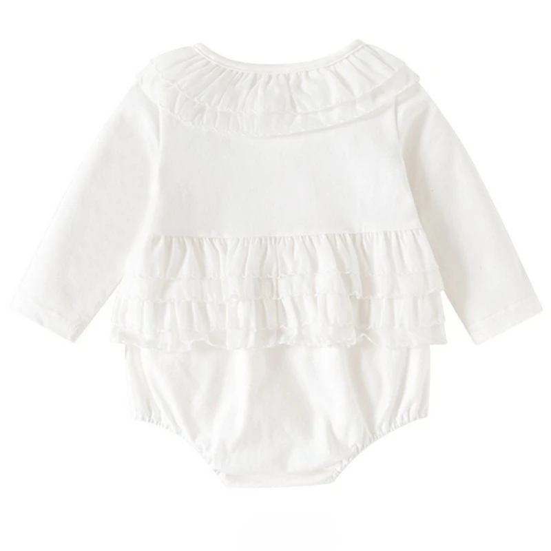 2025 Autumn Baby Girl Bodysuit White Cute Breathable Cotton Newborn 0-24 Months Basic Wardrobe Layering Essential Gift Birthday