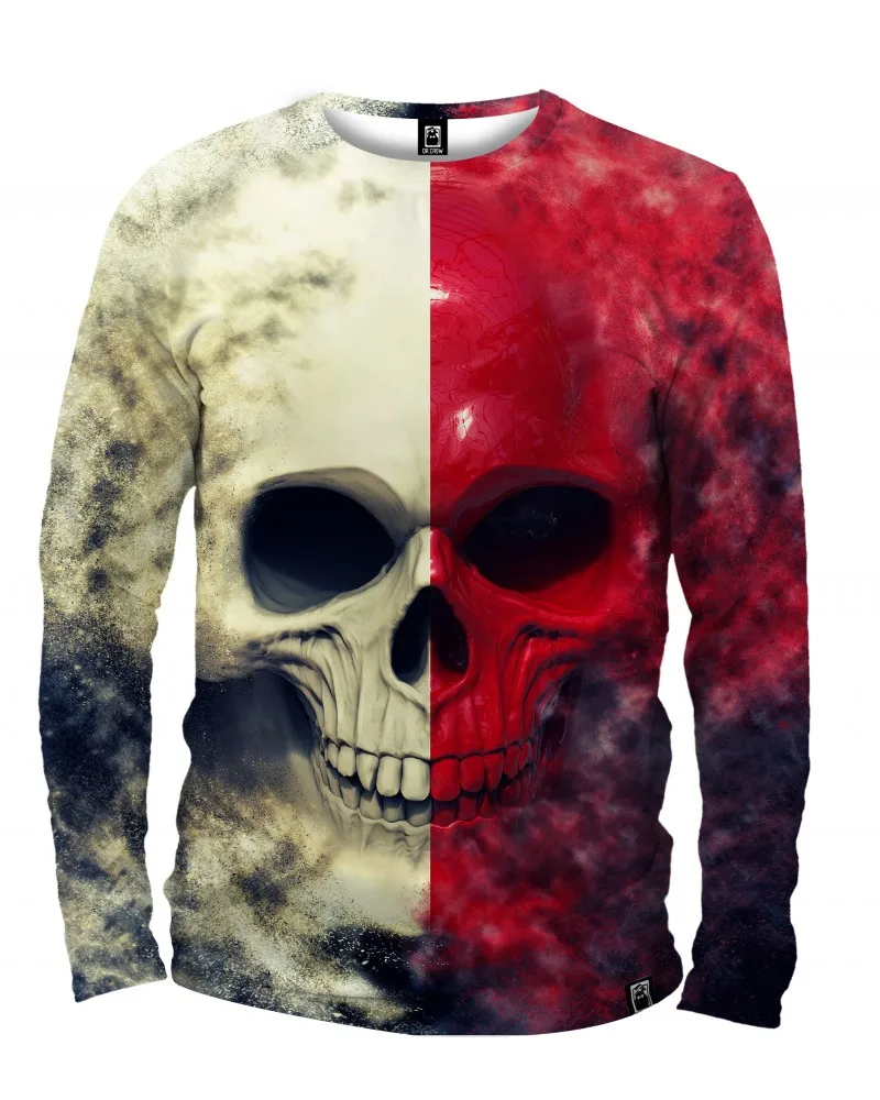 

Halloween Element Men's Long Sleeve T-Shirt 3D Skull Print Spooky Theme Crew Neck Pullover Stretch Casual Fashion Men Clothing