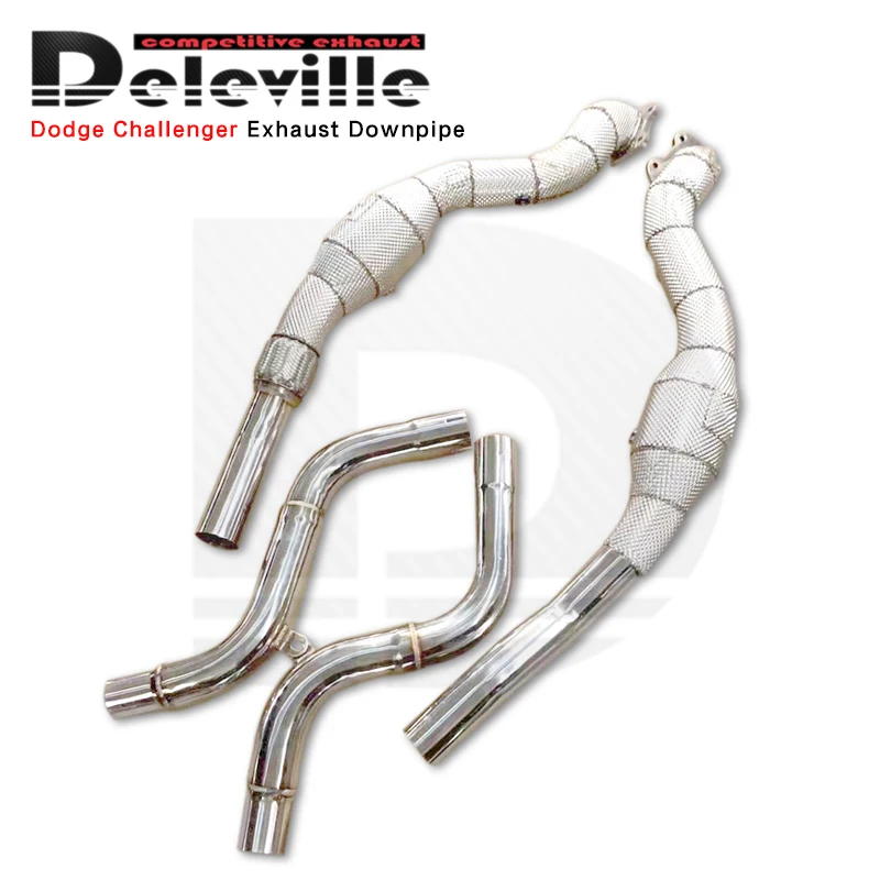 Exhaust Header Catted Downpipe For Dodge Challenger SRT Hellcat 6.2L 2015-2023 With Catalytic Stainless Steel Exhaust System