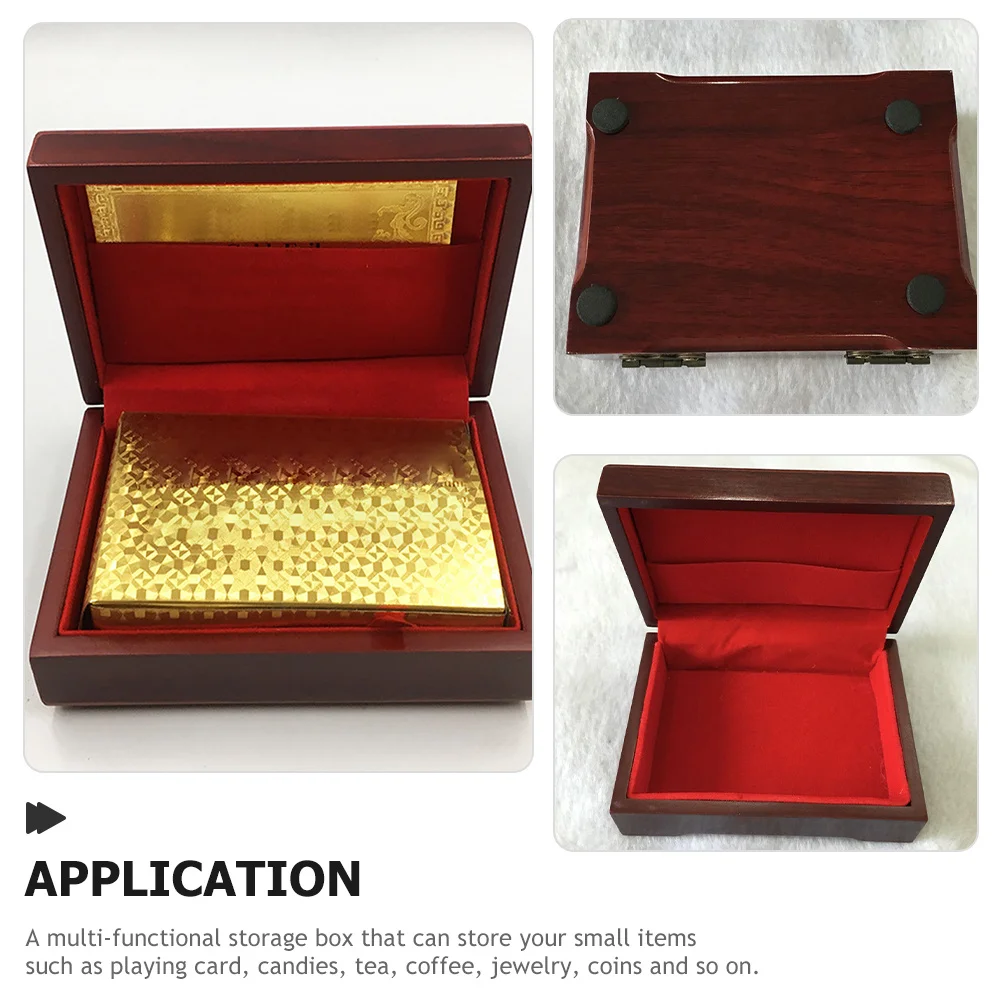 

2Pcs Jewelry Storage Box Wooden Playing Card Case for Cards Candy Tea Trinkets Organizer Rectangles Keepsakes
