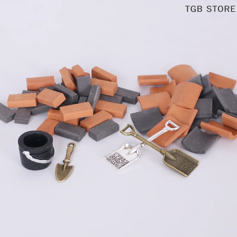 1Set Mini Ziegel Miniatur Ziegel Ziegel Wand Fliesen Schaufel Modell Für Puppenhaus Gebäude Szene Dekor Für Puppenhaus Landschaftsbau
