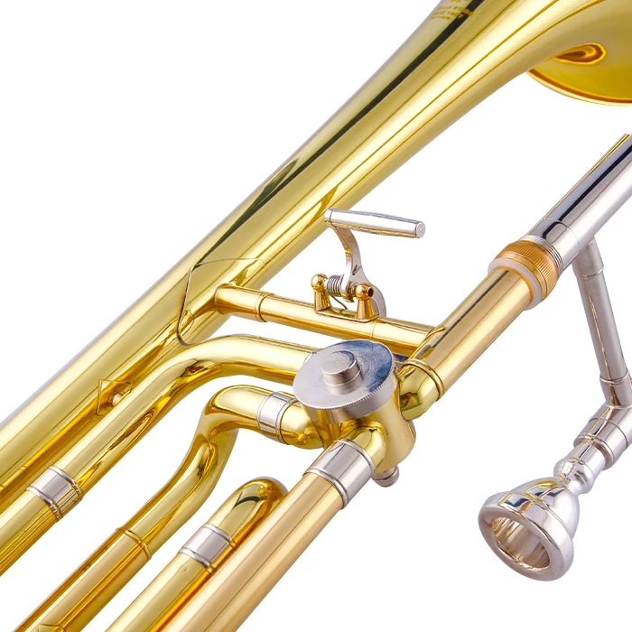 Manufacturers wholesale cheap price trombone gold lacquer Bb tone double tenor trombone