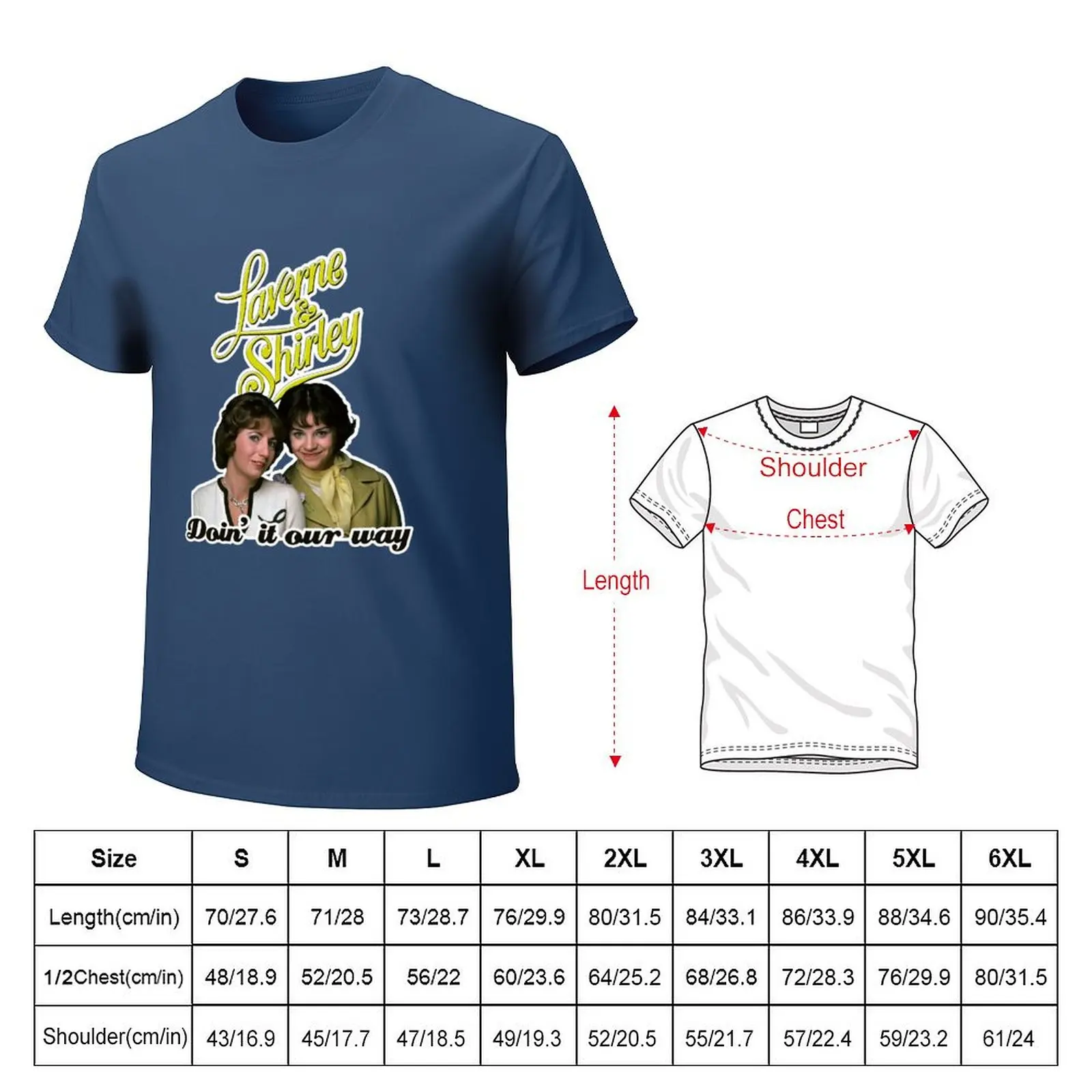 Doin it our way - Yellow Laverne & Shirley 70s Retro Tribute T-shirt vintage aesthetic clothes t shirts for men cotton