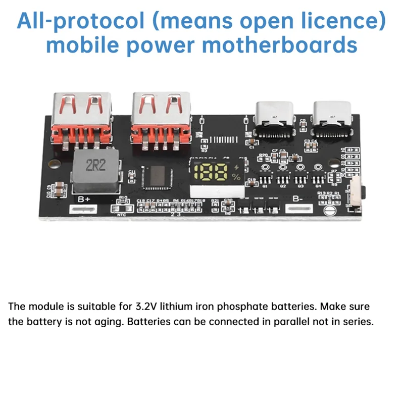 ABKI-Protokol Penuh 22.5W Modul Daya Ponsel Pengisi Daya Cepat QC4.0 Tipe-c USB Bank Daya Ponsel Sirkuit Diy Motherboard