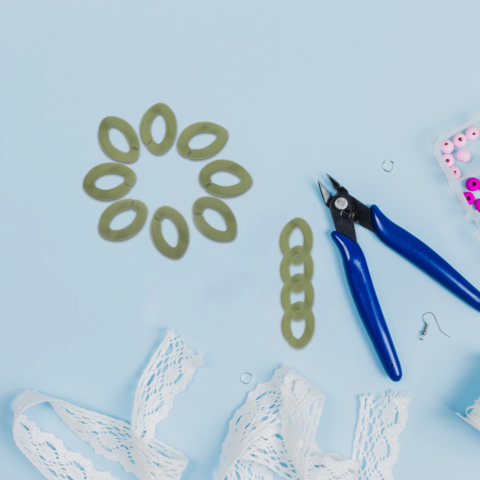 50pcs Plastic Chain Links Diy Jewelry Necklace Chains Handmade Ornaments Multi Functional Adjustable Chains For