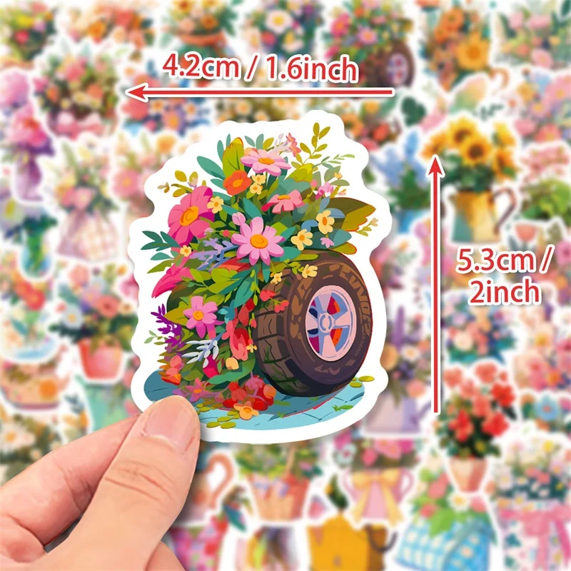 10/30/50PCS Romantic Flowers PVC Sticker Aesthetic Color Decoration Scrapbooking Korean Stationery School Supplies for Kids