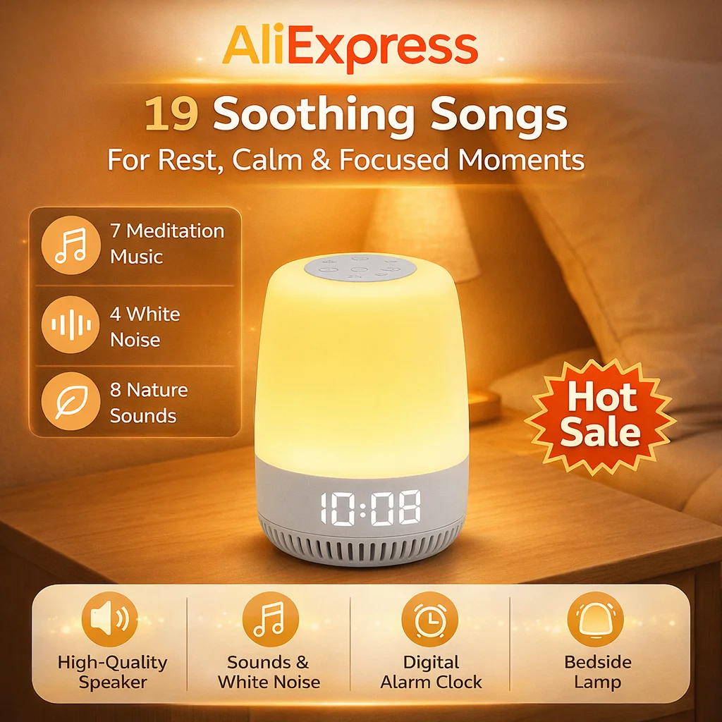 White Noise Machine for Sleeping with Night Light, Portable Sleep Sound Machine, 19 Soothing Sounds for Home Travel Relaxation