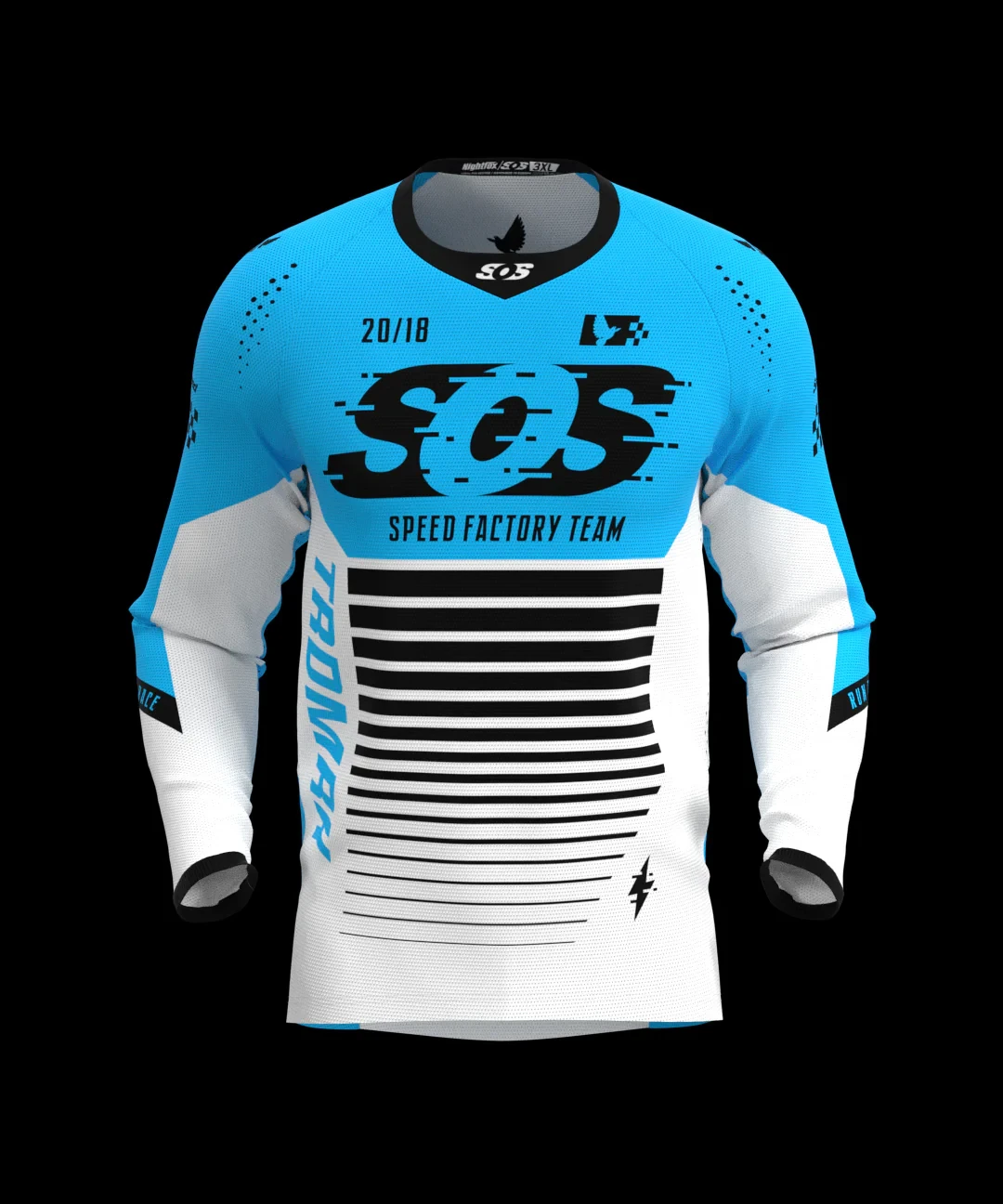 

New NIGHTFOX SONIC BLUE Super Motocross Long Sleeved Jersey Men Women's Oversized Breathable Quick Drying Racing T-Shirt ﻿