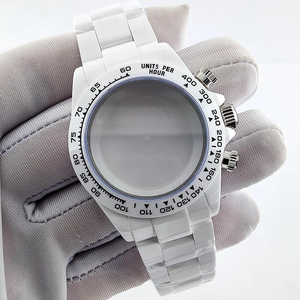 39mm Case Ceramic Case Luxury Men's Watch Case Watch Parts Replacement Accessories VK63/4130 Case Sapphire Glass Waterproof Case