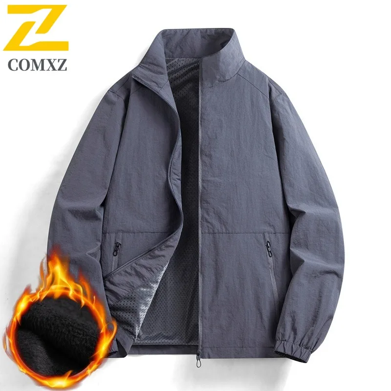 سترة تسلق الجبال الخارجية COMXZ للرجال متعددة الاستخدامات مقاومة للرياح، تصميم مميز بياقة واقفة، ملابس خريف جديدة خفيفة الوزن
