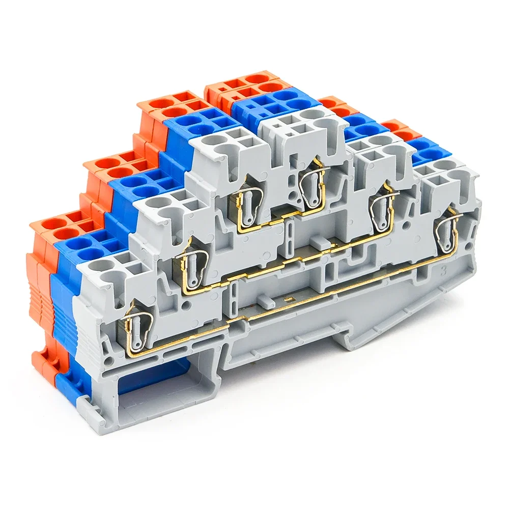 

50Pcs Spring Terminal Block ST-2.5-3L Din Rail 3 Layer Screwless Connection Connector Return Pull Type Wire Conductor ST2.5-3L