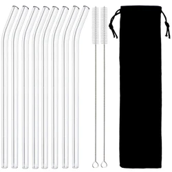 8Pcs Reusable Drinking Straw Eco-friendly Glass Straws High Borosilicate Glass Straw Glass Tube Party Favors Bar Drinkware