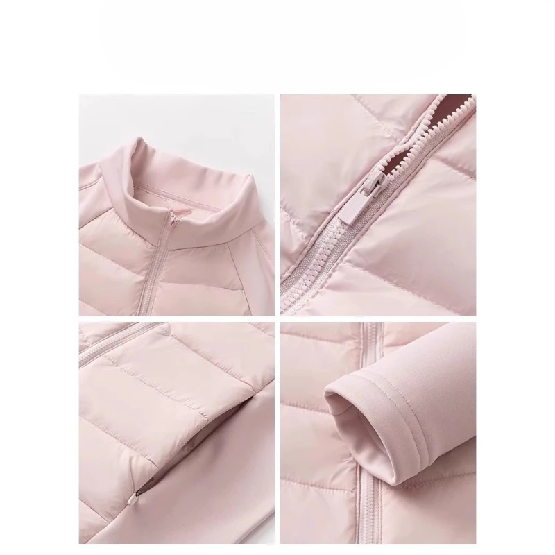 Pink Ribs Down Jacket Women's Winter New Jacket Down Liner Light and Slim Comfortable Beautiful Gentle Waist and Thin