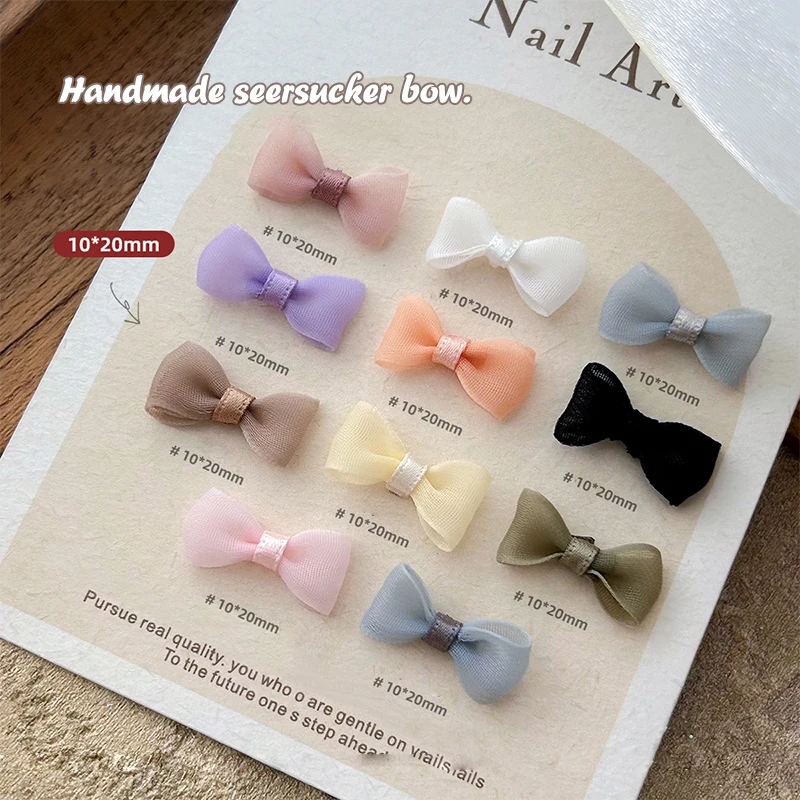 10Pcs Organza Bow Lovely Nail Decoration Lace Stereoscopic Nail Accessories Nail Painting Nail Salon DIY Nail Art