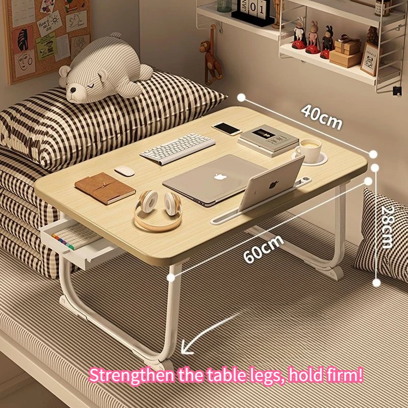 Foldable Bedside Small Table – Bay Window Study Desk, Dormitory Laptop Table, Lazy Person’s Desk for Home & Dorm Use