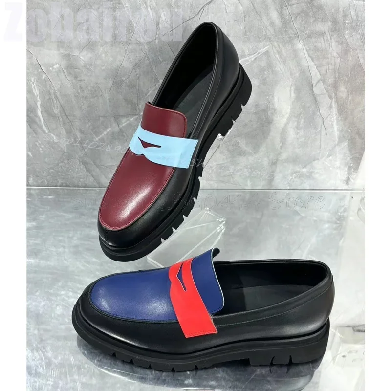 Mocassini di design da cucito alti asimmetrici di colore misto Moda Slip On Scarpe da uomo Scarpe casual da uomo per banchetti di feste fatte a mano di lusso