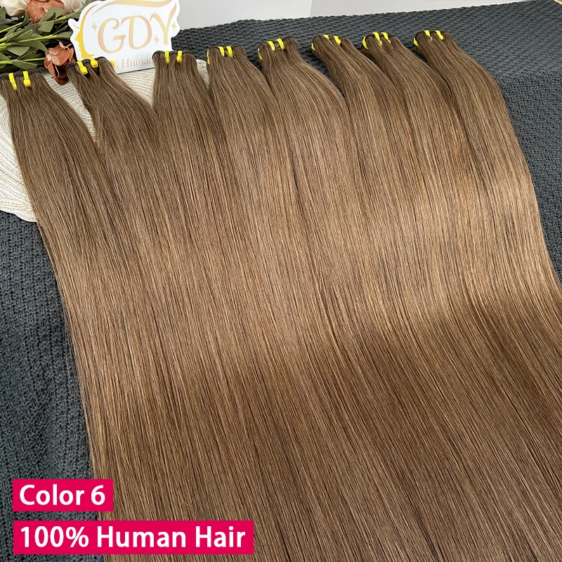 

# Набор из 6 цветных прямых пучков 100% натуральных вьетнамских необработанных девственных человеческих волос для наращивания, 1/2/3/4 пучка