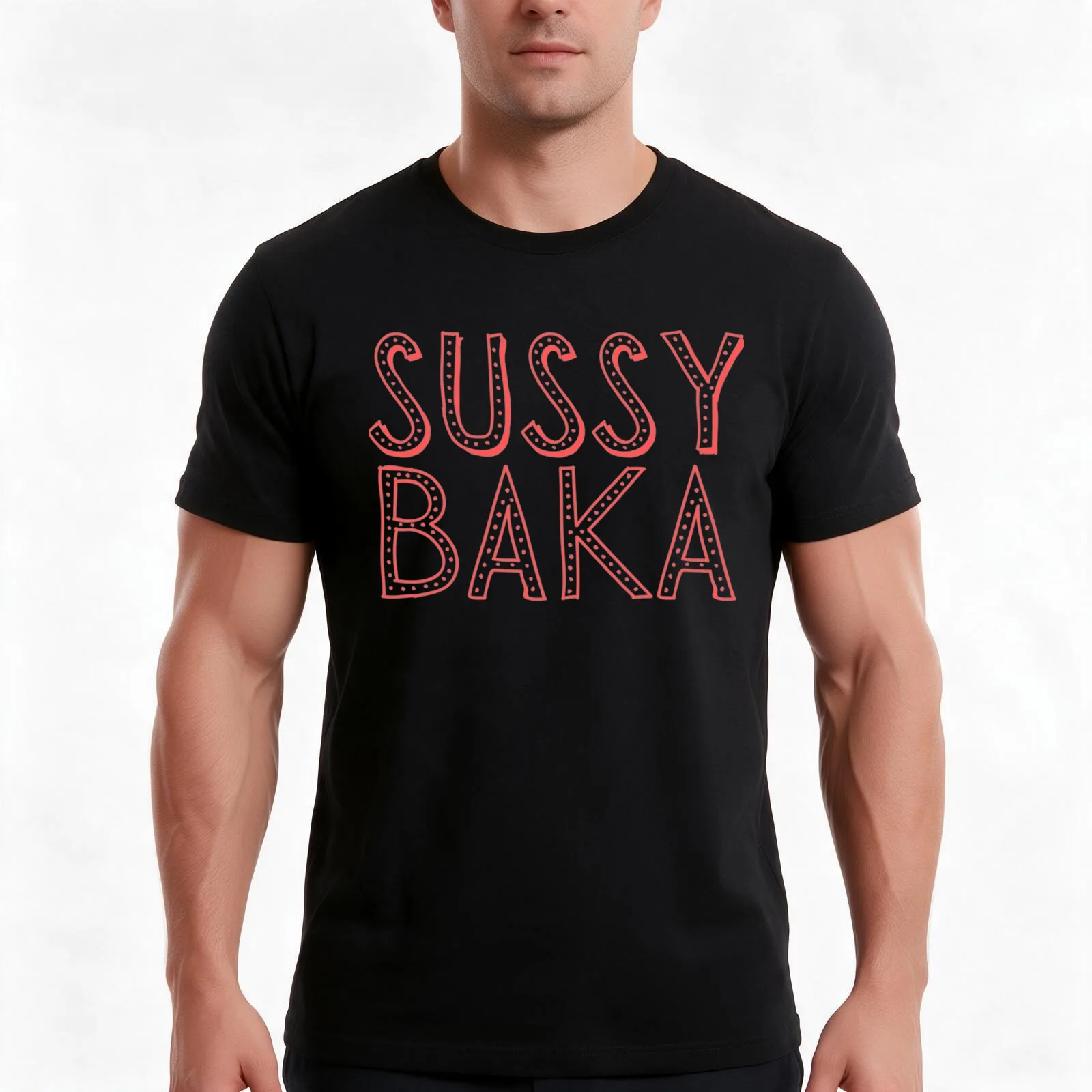 Funny Sussy Baka Meme T-Shirt, Summer Casual Cotton Tee, Oversized Streetwear Tops, Vintage Graphic Print, Unisex Men Women