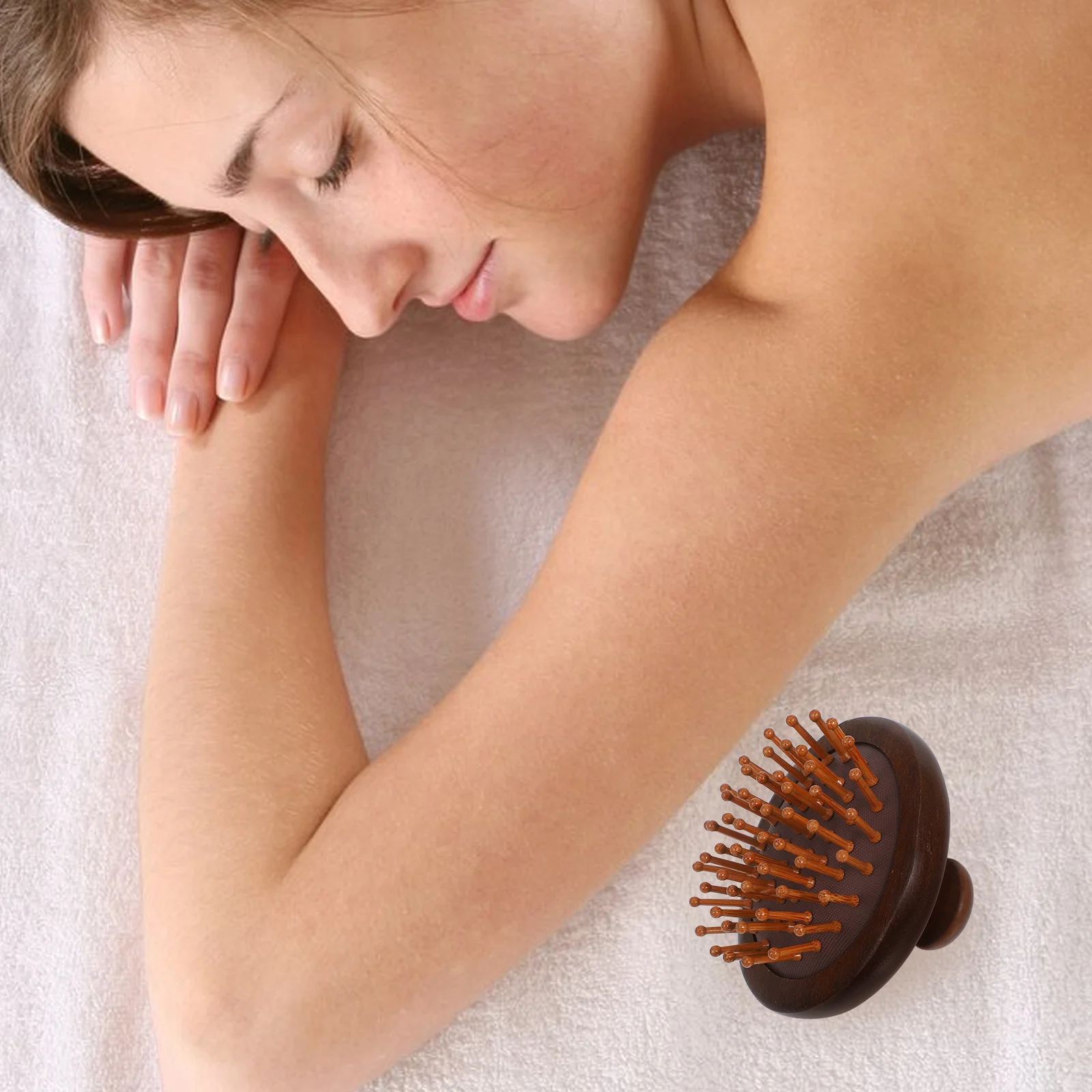 

Scalp Massager Brush Wooden Portable Small Comb for Massage Detangling Hair Cleaning Universal Fit for Wet Dry Curly Straight