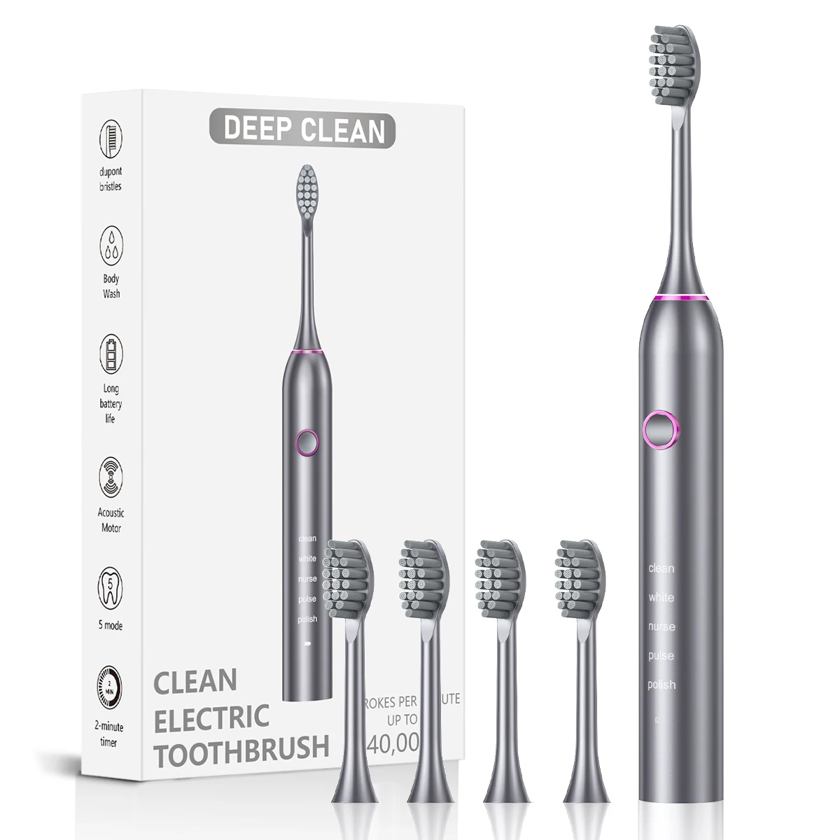 Electric toothbrush adult fully automatic charging model with sound waves, fine soft bristles, suitable for men and women