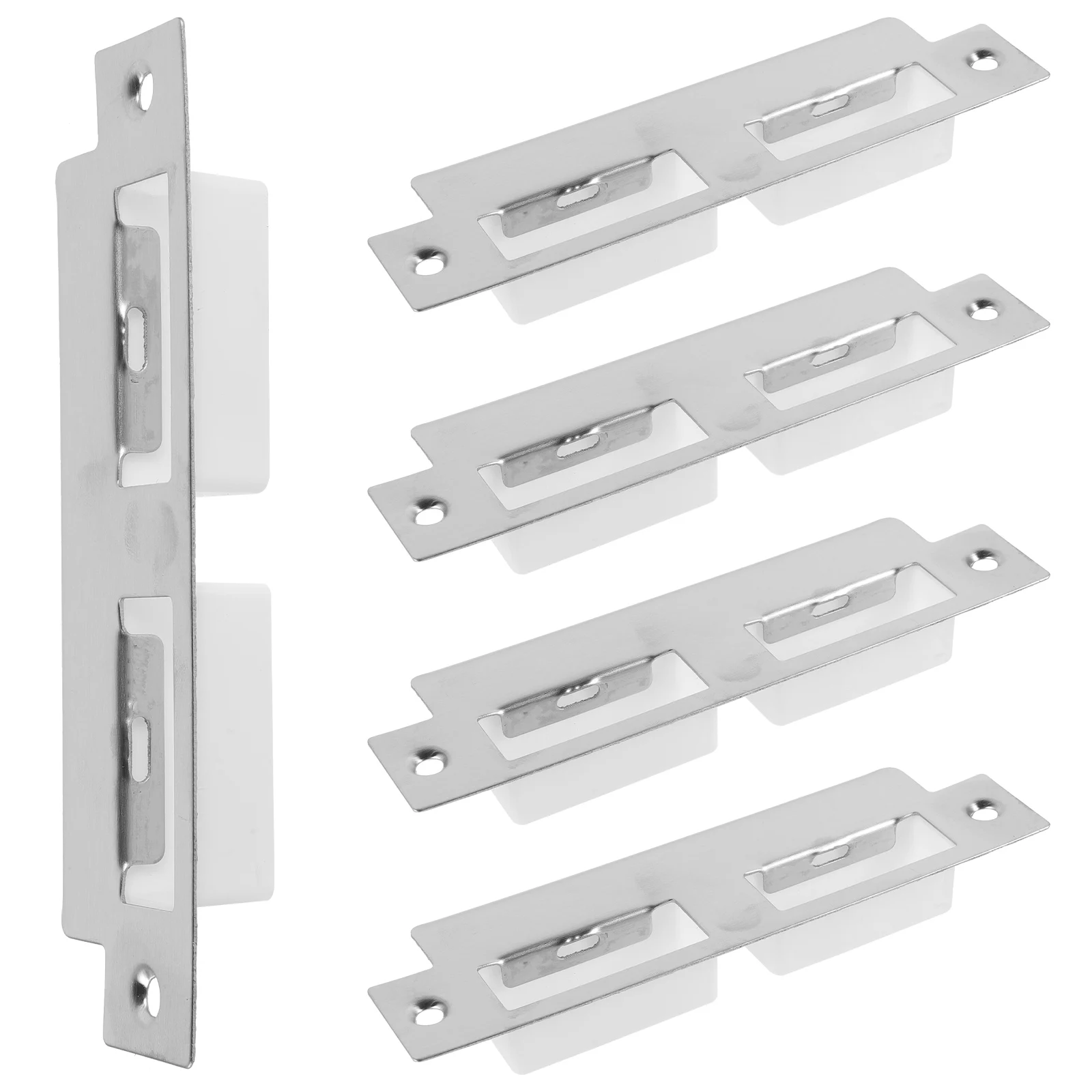 

5pcs Stainless Steel Strike Reinforcement Kit Security Plate For Front Deadbolt Entry Locks Garage Repair Door Hole Filler