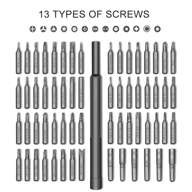 Imagem -04 - Precision Magnetic Screwdriver Grupo Bits de Chave de Fenda Torx Hex Bit Handle Reparo do Telefone Móvel Ferramentas do Kit Screwdrive 63 em 1