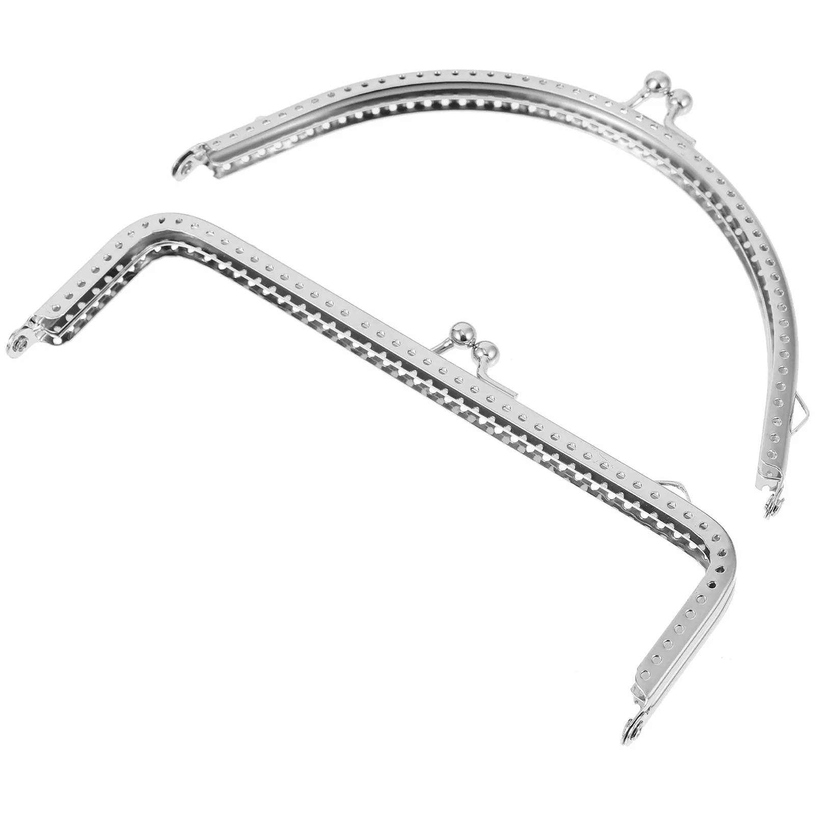 2Pcs DIY Handbag Accessories Metal Purse Handles Semicircle Square Frame Clasp Lock Bag Handle Repair Replacement