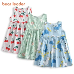 Bear Leader Summer Girls Dress Casual Princess Dresses Sleeveless Print Flower Costumes Kids Vestidos Cotton Floral Dress 2-7Y