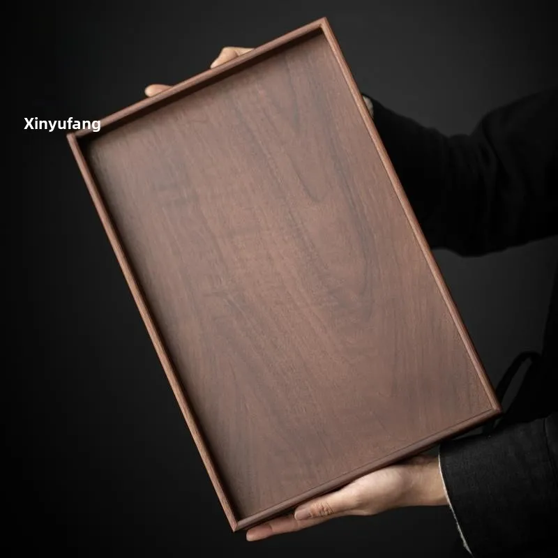 Japanese Sle Walnut Wood Tray Rectangular aped Tea Tray Dert Tray Coffee Storage Tray Real Wood Dining Plate Large Size