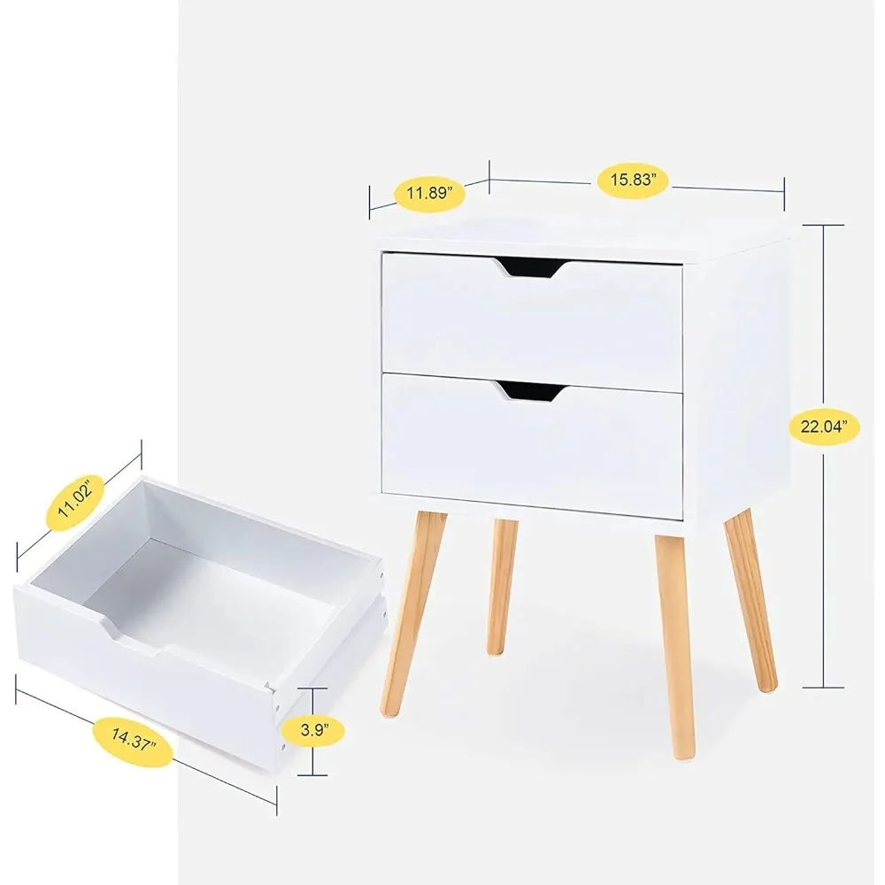 End Side Table Nightstand with Storage Drawer -Fashion Modern Assemble Storage Cabinet Bedroom Bedside -Solid image 3