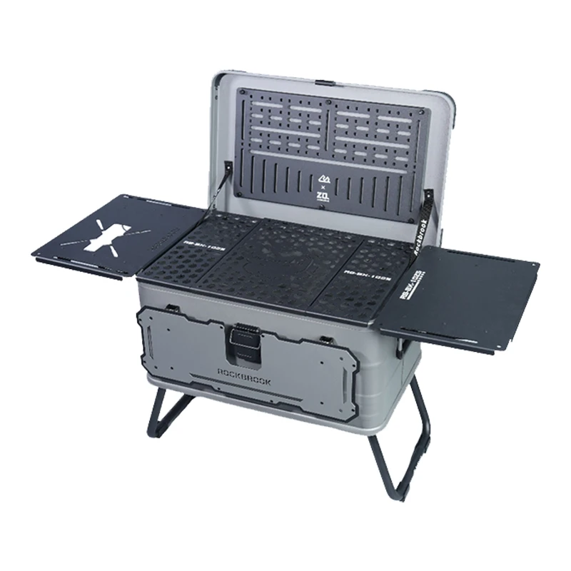 

50L Foldable Large Aluminum Alloy Folding Compartment Detachable Dining Table Stackable Storage Box For Camping
