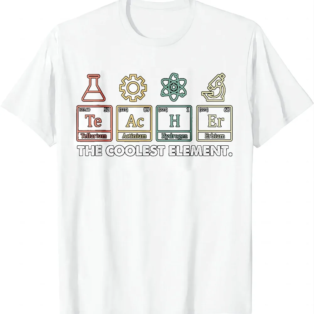 Vintage The Coolest Element Periodic Table Chemist Teacher T-Shirt Summer Casual T Shirt Graphic T Shirts Camiseta Streetwear