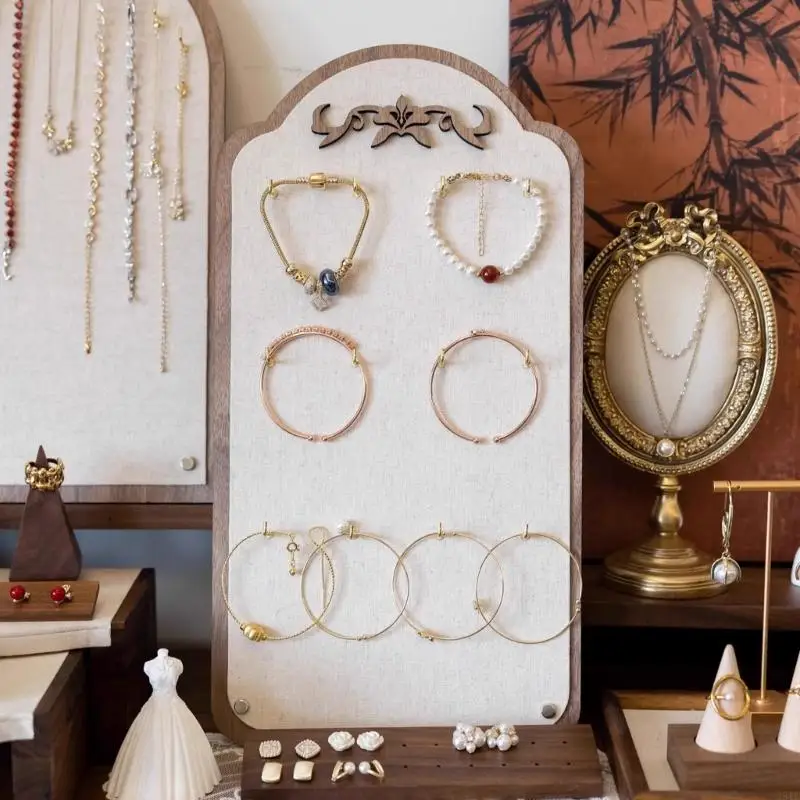 

2025 New Jewelry Display Stand For Necklaces Bracelets Multiple Tiers Organizers With Linen Fabric Home Boutique Decoration