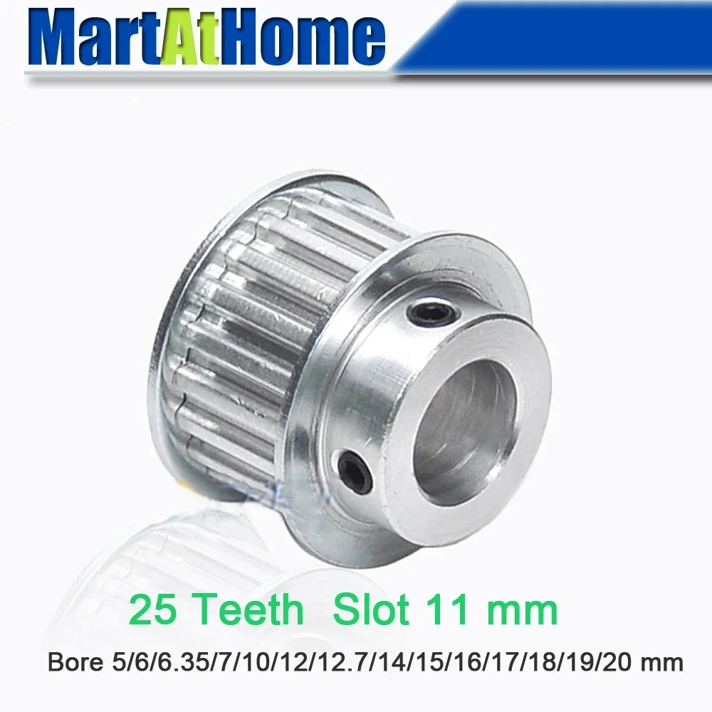 Aluminum Timing Pulley XL25 25T 25-Teeth Slot Width 11mm BF-type Boss 30/32mm Bore 5~20mm for 3D Printer