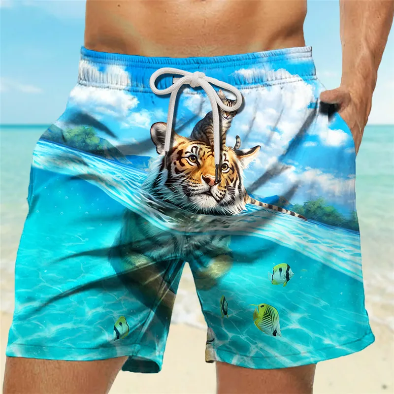 Shorts de praia ao ar livre masculino, calça de dormir casual, confortável e respirável, verão 2024