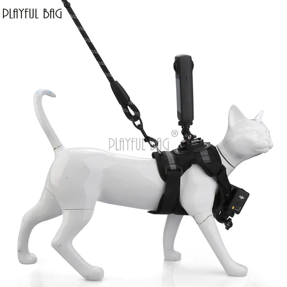 Cat POV Harness Mount for Action Camera Dual View Cat Vest with Chest & Back Brackets for First-Person Pet Videos NA179S