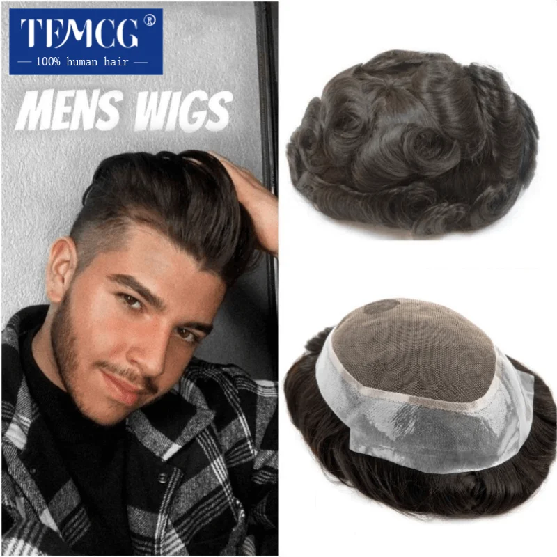 Australia Toupee Men Lace PU Base Male Hair Prosthesis Wig For Men  Breathable Men's Wig Capillary Prosthesis Replacement System