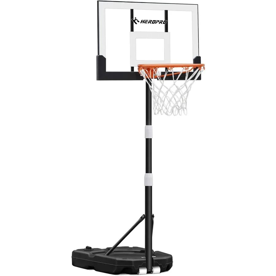 HEROPRO バスケットボールフープ 調節可能 3.310フィート 40インチの耐衝撃性バックボード付き ポータブルバスケットゴール 若者・ティーン向け 屋外・屋内用