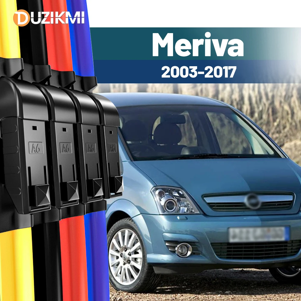 

For Opel Meriva A B 2003-2017 2008 2009 2010 2011 2012 2013 2014 2016 2pcs Front Windshield Windscreen Wiper Blades Red Blue