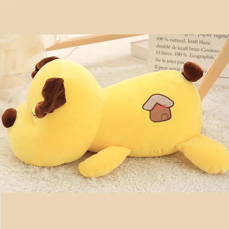 Cute Sleeping Dog Plush Toy Soft Stuffed Puppy Pillow Lovely Yellow Dog with Embroidery Plushie Gift for Birthday Decompress