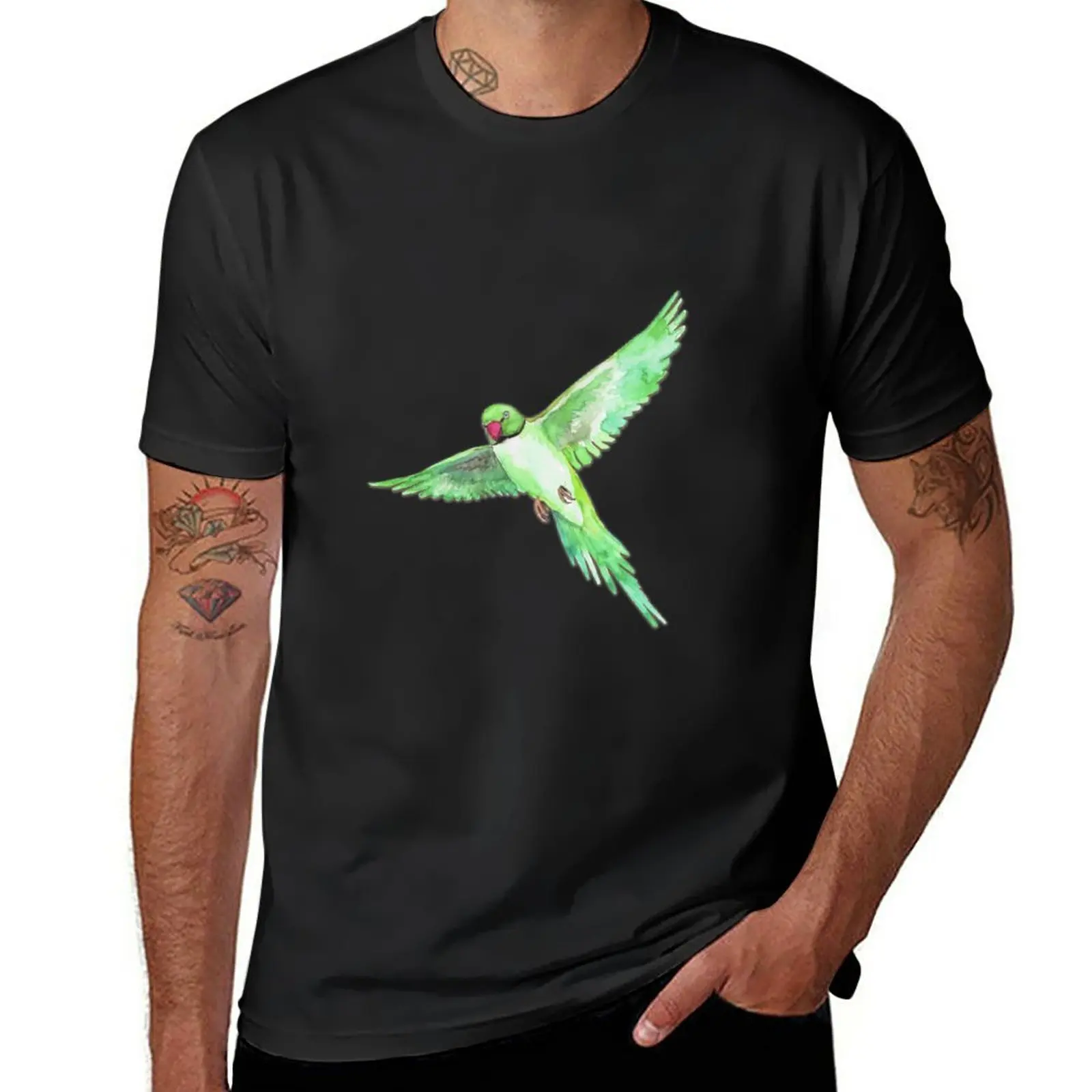 Indian Ringneck Parakeet T-Shirt plain cute tops customs mens cotton t shirts