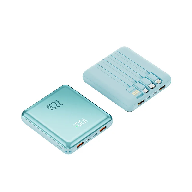 Powerbank 10000/20000mAh z szybkim ładowaniem, ultracienki mini z wbudowanym kablem, bateria zewnętrzna o dużej pojemności do iPhone'a i telefonów z systemem Android.