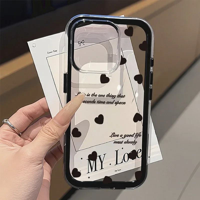 

Чехол для телефона Love Heart для iPhone 11, чехол для iPhone 16 17 15 13 12 14 Pro Max 17 Air Luxury 2 в 1, противоударный мягкий прозрачный чехол Funda