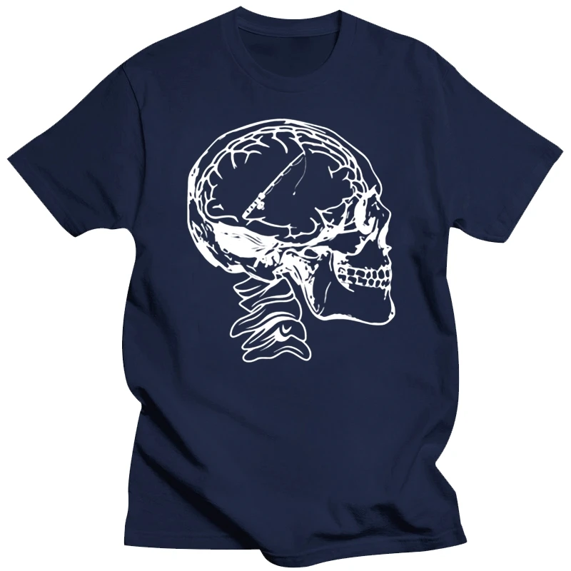 Men's 2020 Fashion Style T-Shirt Pictures men Fishinger On The Brain Skull X-Ray Fathers Day Dad Gift Discount For Solid shirts