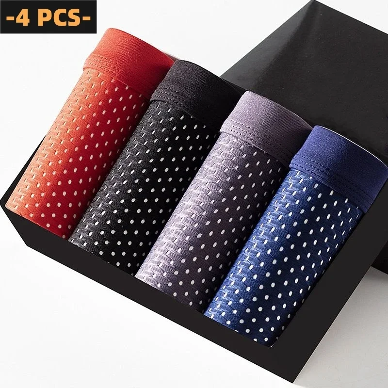 

4 шт./лот, мужские трусы из ледяного шелка, дышащие летние мужские шорты, боксеры, нижнее белье Homme, бамбуковые дырки, большой размер 2XL-6XL